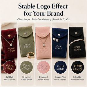 Bolsa de <span class=keywords><strong>Terciopelo</strong></span> para Joyería con Logotipo Personalizado, Cierre a Presión, Color Rojo Vino, para Anillos, Collares y Pulseras, Venta al Por Mayor - Product Image 5
