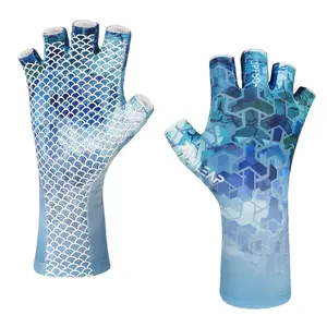 夏季户外定制标志迷彩风格钓鱼手套不同尺寸最佳品质柔软面料防紫外线手套