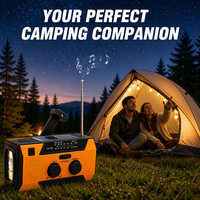Linterna LED Recargable de Manivela Solar de 2000mAh, Banco de Energía Portátil, Radio de Supervivencia para Camping y Actividades al Aire Libre
