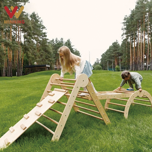 Triángulos de Juego Plegables para Niños, <span class=keywords><strong>Escalera</strong></span> Triangular de <span class=keywords><strong>Madera</strong></span> con Rampa Deslizante, Gimnasio Interior para Niños, Área de Juegos para Guardería - Product Image 1