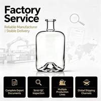 Bouteilles rondes en verre transparent pour spiritueux (vodka, whisky et gin), avec bouchon en liège personnalisé et impression par marquage à chaud disponible