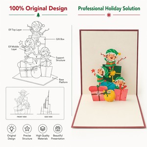 Carte de vœux de Noël, carte cadeau de Noël amusante avec un elfe, carte de Noël saisonnière pour la famille et les amis - Product Image 5
