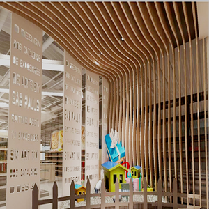 Panneau mural extérieur en aluminium avec revêtement en bois de couleur personnalisée pour bâtiment de bureaux - Product Image 5
