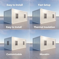 Conteneur plat, 1 porte et 2 fenêtres, standard 20 pieds, personnalisable, isolation phonique et thermique, robuste et durable