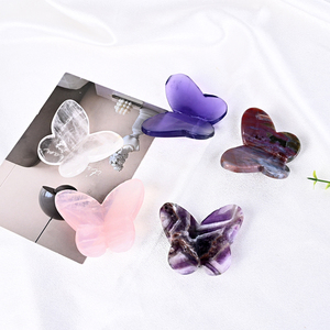 งานแกะสลักสัตว์จากคริสตัลธรรมชาติ รูปผีเสื้อ หรือของตกแต่ง - Product Image 1
