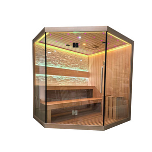 غرفة ساونا تقليدية جافة من خشب الهيملوك الكندي الصلب مع حجر ثقافي للمنازل والفلل - Product Image 5