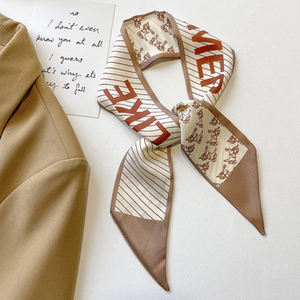 卸売88x7cmツイYナローエッジシルクポリスカーフカスタム香水小さな長い冬のスカーフデザイン - Product Image 6