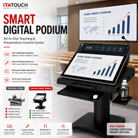 ITATOUCH Pupitre numérique intelligent à double écran de 23,8 pouces, écran multi-touch, résolution Full HD, montage au sol pour université