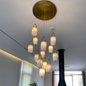 Foro ingresso moderno sala scala grande soffitto alto luce a sospensione naturale spagnolo alabastro lampada a sospensione - Product Image 3