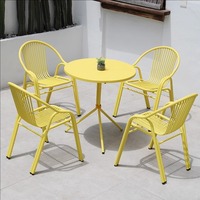 Ensemble chaise et table en alliage d'aluminium et métal durable avec écran solaire imperméable pour balcon extérieur