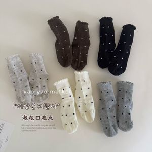 Korean Style Polka Dot Stack <b>Socks</b> Women Medium Thickness Breathable Mid Calf <b>Socks</b> With Lace Trim For Autumn <b>Winter</b> - Product Image 3