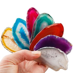 Fetta di Agata Naturale Lucidata per Feng Shui, Cristallo Colorato di Agata Geode per Creazione di Ciondoli, Pietra Preziosa Intagliata con Incisione - Product Image 4