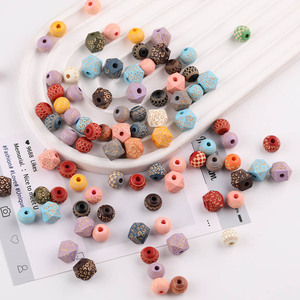 Wood <b>Beads</b> Round Carved <b>Loose</b> <b>Beads</b> For Jewelry Making DIY Accessories 8mm Multicolor - Product Image 1