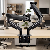 Support double moniteur vertical ergonomique et réglable (inclinable/rotatif) pour mobilier de bureau moderne, capacité max. 19,8 lb, VESA 75/100 mm