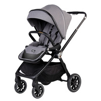 Vente en gros de poussettes de voyage pliables compactes en alliage d'aluminium 3 en 1 personnalisées avec plateau repas et siège auto