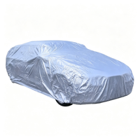 Housse de voiture personnalisable en polyester 190T argenté, résistante à l'eau, réfléchissante, bloquant le soleil et isolant thermiquement