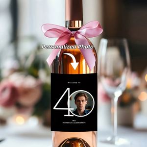 Personalized 30, 40, 50, 60, 70Th Birthday Wine Bottle | Self-Adhesive Champagne <b>Labels</b> With Printable Photos/<b>Names</b>/Dates - Product Image 4