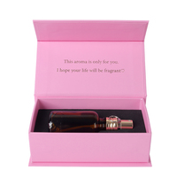 Boîte en papier rigide de luxe rose personnalisée pour le rangement des parfums, avec doublure en éponge, laminage mat et gaufrage, faite à la main