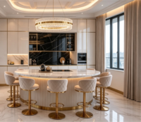 Dernier design de mobilier de chambre à coucher : Cadre de lit de villa, lit double de haute qualité, lit king size de luxe en velours, ensemble de salle à manger pour villa