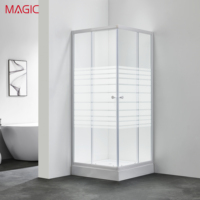 Cabine de douche intégrée de style européen avec cadre en aluminium, double porte coulissante, cloison en verre trempé MAGIC A15