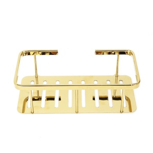 Estante de Baño Moderno de Aleación de Zinc con Zirconia Dorada, Estante Rectangular de Esquina para Hotel, Estante de Pie Montado en la Esquina - Product Image 1