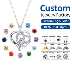 12 Month Birthstone Double Heart Necklace Colorful 5A Zircon Women's Jewelry Heart Shaped Jewelry <strong>I</strong> <strong>Love</strong> <strong>You</strong> MOM Necklaces - Product Image 1