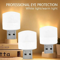Mini Lámpara Nocturna USB de 5V 1W, Lámpara de Lectura Pequeña con Conector USB, Lámparas de Libro LED con Protección para los Ojos, Luz Blanca Cálida Portátil