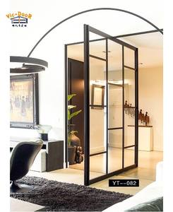 Portes pivotantes de villa de luxe, portes d'entrée modernes en aluminium de grande taille, porte pivotante double en verre isolant trempé - Product Image 6