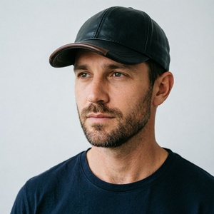 Casquette de baseball classique 6 panneaux en cuir véritable unisexe réglable avec logo personnalisé pour le sport et l'extérieur – Vente en gros - Product Image 3