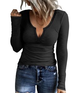 เสื้อยืดคอกลมสีทึบแบบมีโครงเสื้อลำลองแขนยาวสำหรับฤดูใบไม้ผลิและฤดูใบไม้ร่วงเสื้อผ้าของผู้หญิง - Product Image 2