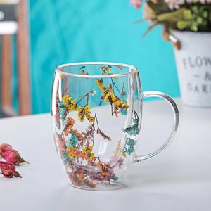 Cadeau de Noël Poignée Tasses <span class=keywords><strong>Tasse</strong></span> En Verre Borosilicate Pour Infuser Des Fleurs Sèches Tasses À Café En Verre À <span class=keywords><strong>Double</strong></span> <span class=keywords><strong>Paroi</strong></span> <span class=keywords><strong>Tasse</strong></span> À Thé Bouteilles En Verre - Product Image 2