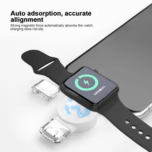 Jam tangan pintar Mini portabel, pengisi daya nirkabel magnetik 5W pengisian daya cepat dengan tipe-c dan USB untuk Apple Watch