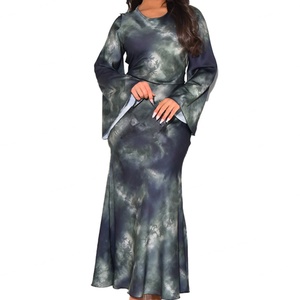 Robe décontractée en satin pour femme, coupe régulière, imprimé floral numérique, lavable, qualité supérieure, personnalisable en gros (OEM) - Product Image 1