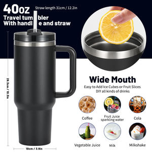 Vaso Térmico Simple de 40 oz con Tapa, Asa y Pajita, Botella de Agua de Acero Inoxidable con Aislamiento al Vacío de Doble Pared, Taza de Café Aislada para Viajes - Product Image 5