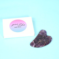 Outil de massage facial Gua Sha en améthyste naturelle pour drainage lymphatique, anti-âge et lifting cutané