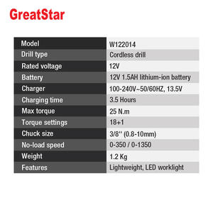Greatstar-Mini controlador de potencia inalámbrico, batería de iones de litio CC, 3/8 pulgadas, 2 velocidades, <span class=keywords><strong>12V</strong></span>, destornillador eléctrico - Product Image 3
