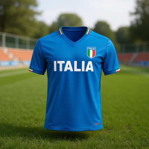 MAZZEO GIOCATTOLI Italia Maillot de football pour enfants en polyester à séchage rapide, bleu, col en V, pour garçons, toutes saisons - Product Image 3