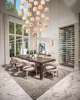 Lustre LED en albâtre pour hall d'entrée, villa, salon, intérieur minimaliste, avec lampe en marbre élégante, forme de dôme empilé, lumière apaisante pour escalier