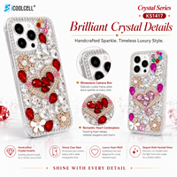 Coque de téléphone antichoc KINGSOUL de luxe avec anneau magnétique, support en TPU+PC, motif cœur 3D coloré, verre et paillettes diamantées