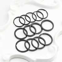 Anneaux de clés fendus en métal noir en gros, anneaux de clés plats et ronds, boucles circulaires fendues pour accessoires de porte-clés