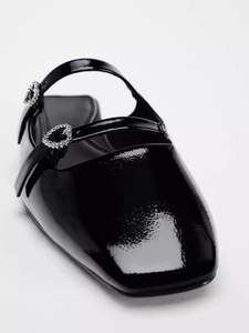 DEleventh ZAs Nouvelles chaussures pour femmes à bout rectangulaire effet cuir peint boucle à talon plat style <span class=keywords><strong>mocassin</strong></span> sandales décontractées tendance - Product Image 3