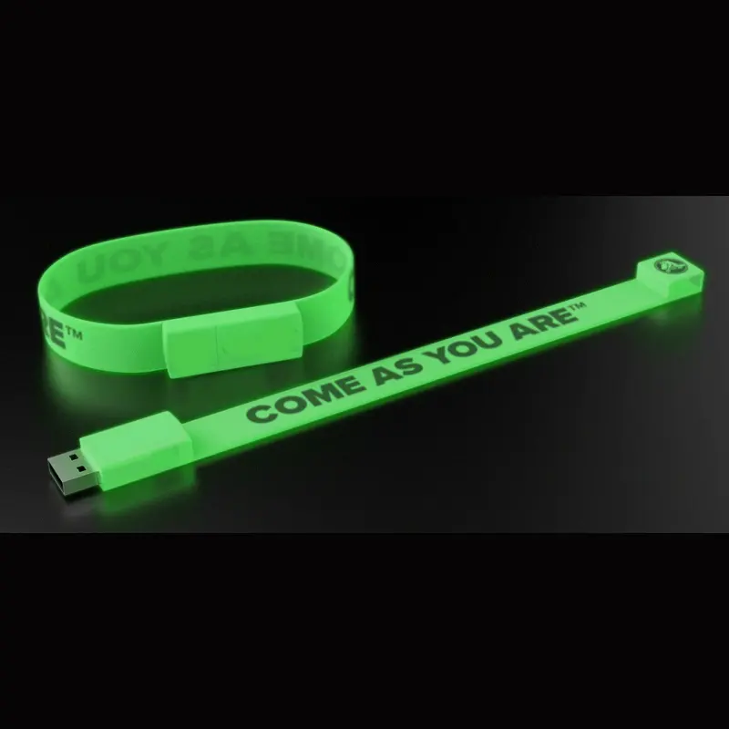 Gitra Bulk Price Silicone Wristband Flash Drive 16GB With Custom Logo Fluorescence Bracelet USB Pen Drives