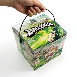 Boîte à sushi personnalisée colorée, boîte à lunch en papier kraft, boîte à burger avec poignée - Product Image 6