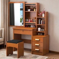 Ensemble coiffeuse de luxe moderne pour chambre à coucher avec miroir LED et tiroirs, en bois rose, pour chambre de filles, meuble d'angle pas cher