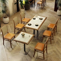 Table de café moderne en bois et marbre pour hôtel chaise de café en rotin canapé en cuir incurvé pour restaurant meubles de cabine