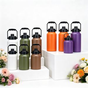 Bouteille d'eau isotherme en acier inoxydable de 128 oz (un gallon) avec couvercle à paille, double paroi sous vide - Product Image 3