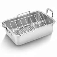 Plaque de cuisson rectangulaire en acier inoxydable durable de 15 pouces avec grille de refroidissement en V – Écologique, compatible four, facile à nettoyer