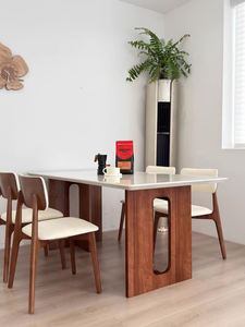 <span class=keywords><strong>Table</strong></span> à manger rectangulaire en bois minimaliste, style médiéval, <span class=keywords><strong>ardoise</strong></span> de travertin <span class=keywords><strong>sur</strong></span> bois de frêne - Product Image 6