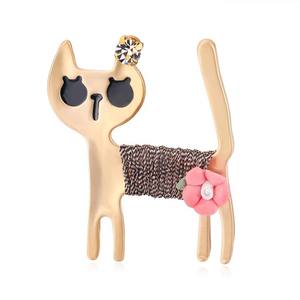 Ramillete europeo y americano transfronterizo retro lindo gatito rhinestone animal broche exquisito collar de diamantes broche al por mayor - Product Image 3