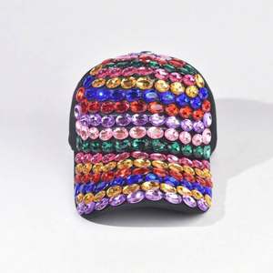 Gorra de Béisbol con Diamantes de Imitación Coloridos, Protección Solar, Diseño de 6 Paneles, Gorras de Béisbol Hechas a Mano - Product Image 3